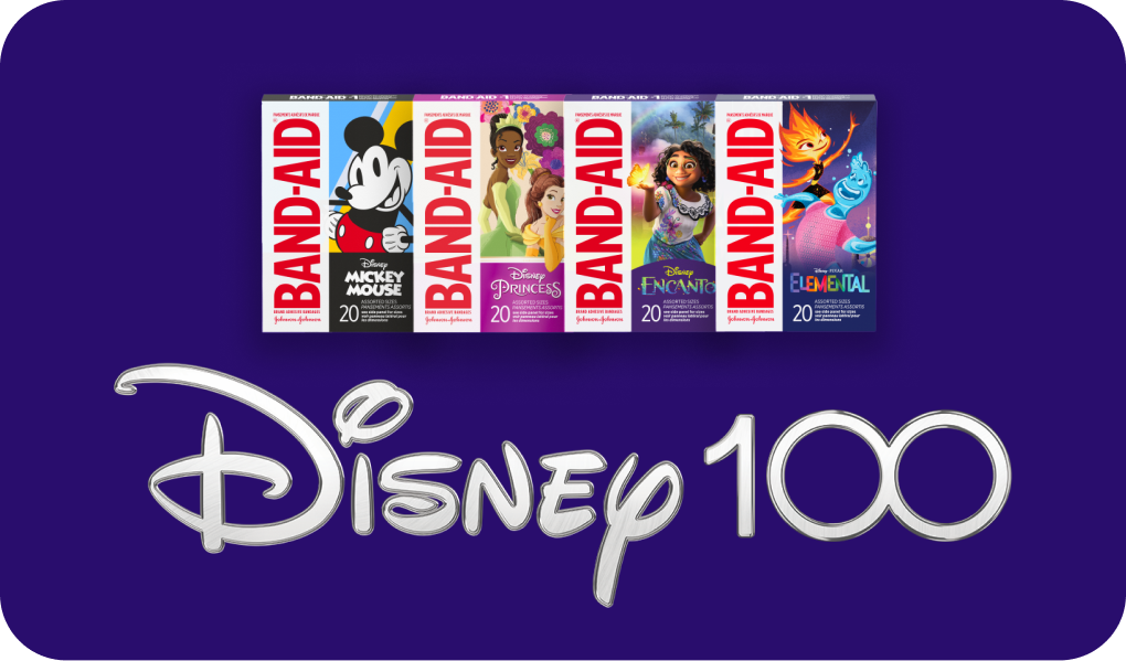 Assortment of BAND-AID® Brand bandages featuring Disney characters